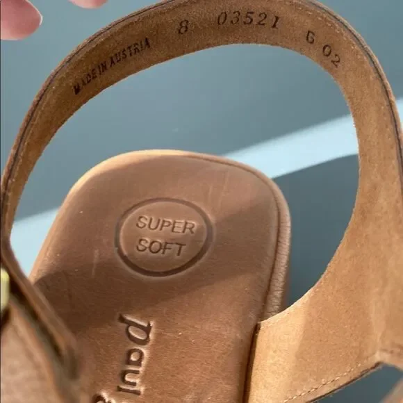 Paul Green Taos Platform Sandal Cognac Leather Gold Accents Sz 8 (US9) Vacation - Picture 11 of 14